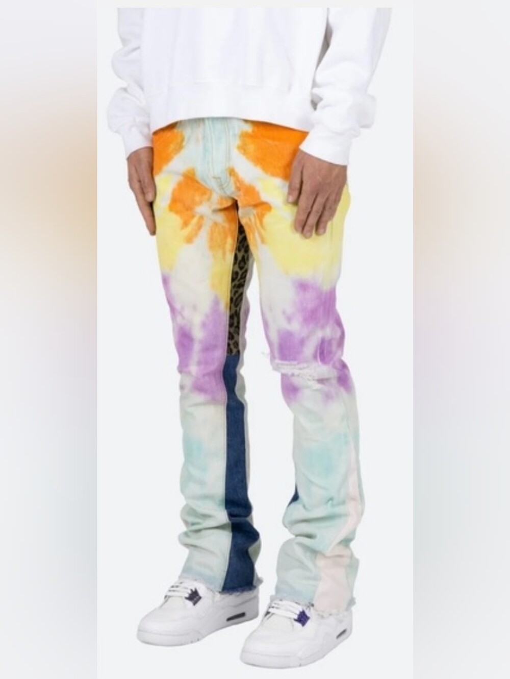 MNML Jeans B412 Tie-Dye Leopard Print, Men's Denim Streetwear Size 32